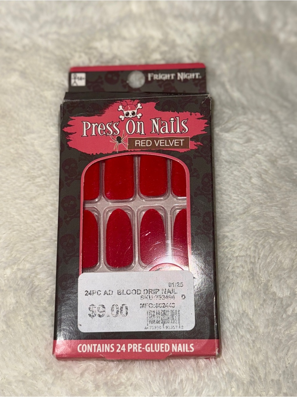 Red Velvet Press-On Nails - 24 Pre-Glued Nails